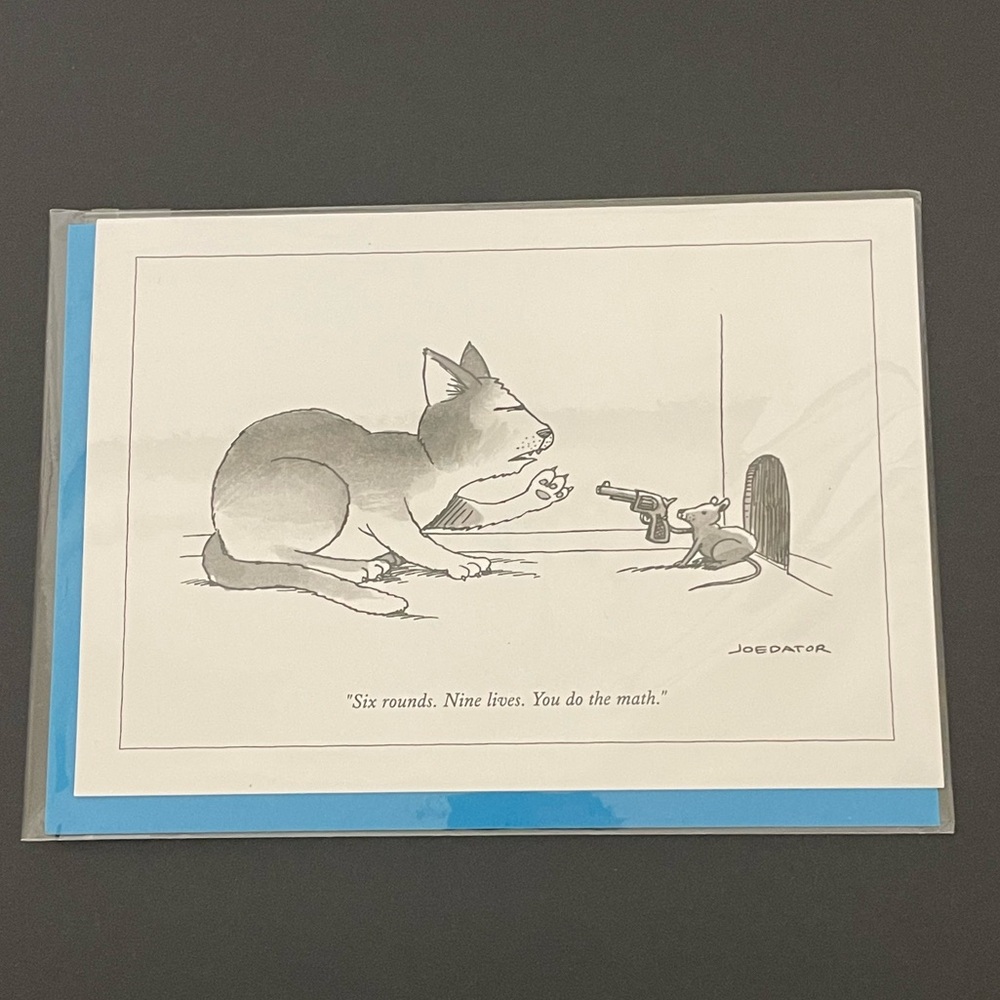 The New Yorker Greeting Card Black and White Cat Mouse Graphic Blank Inside